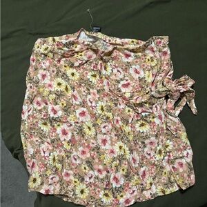 Forever 21 Floral A-Line Skirt - Pink and Yellow